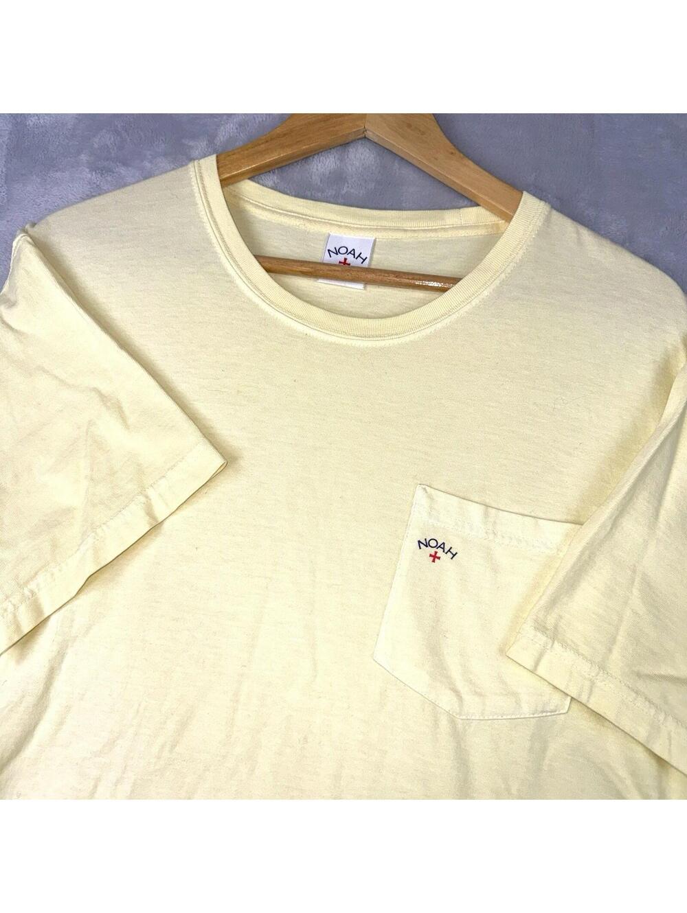 Noah NYC Pocket TShirt Cream USA Made Minimal skatewear SizeM jjjjound Aesthetic